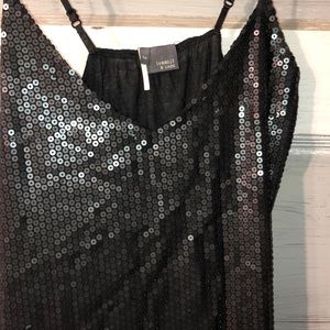 Sparkle and Fade Black Sequins Slip Dress